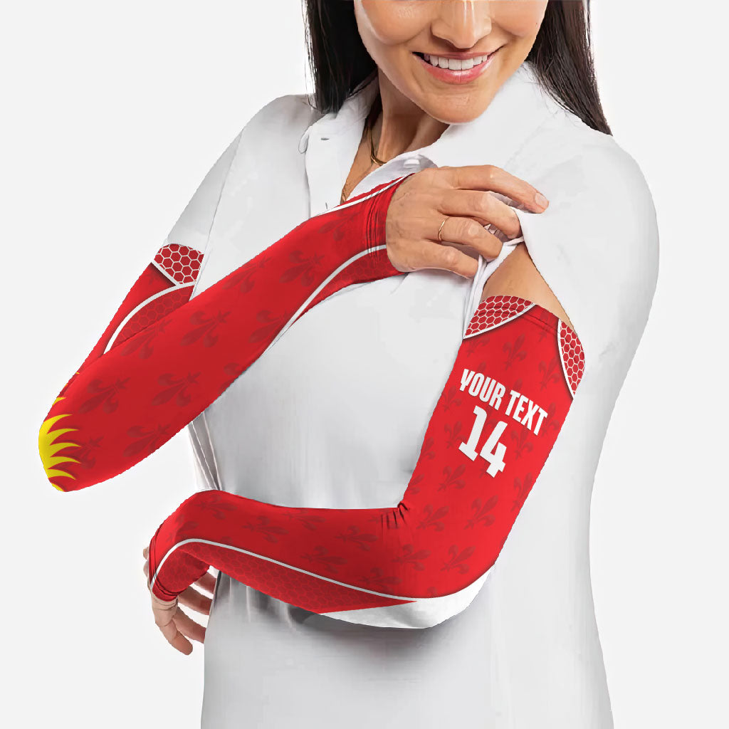 Guadeloupe Football Custom Arm Sleeves Allez Les Gwada Boys Red Color