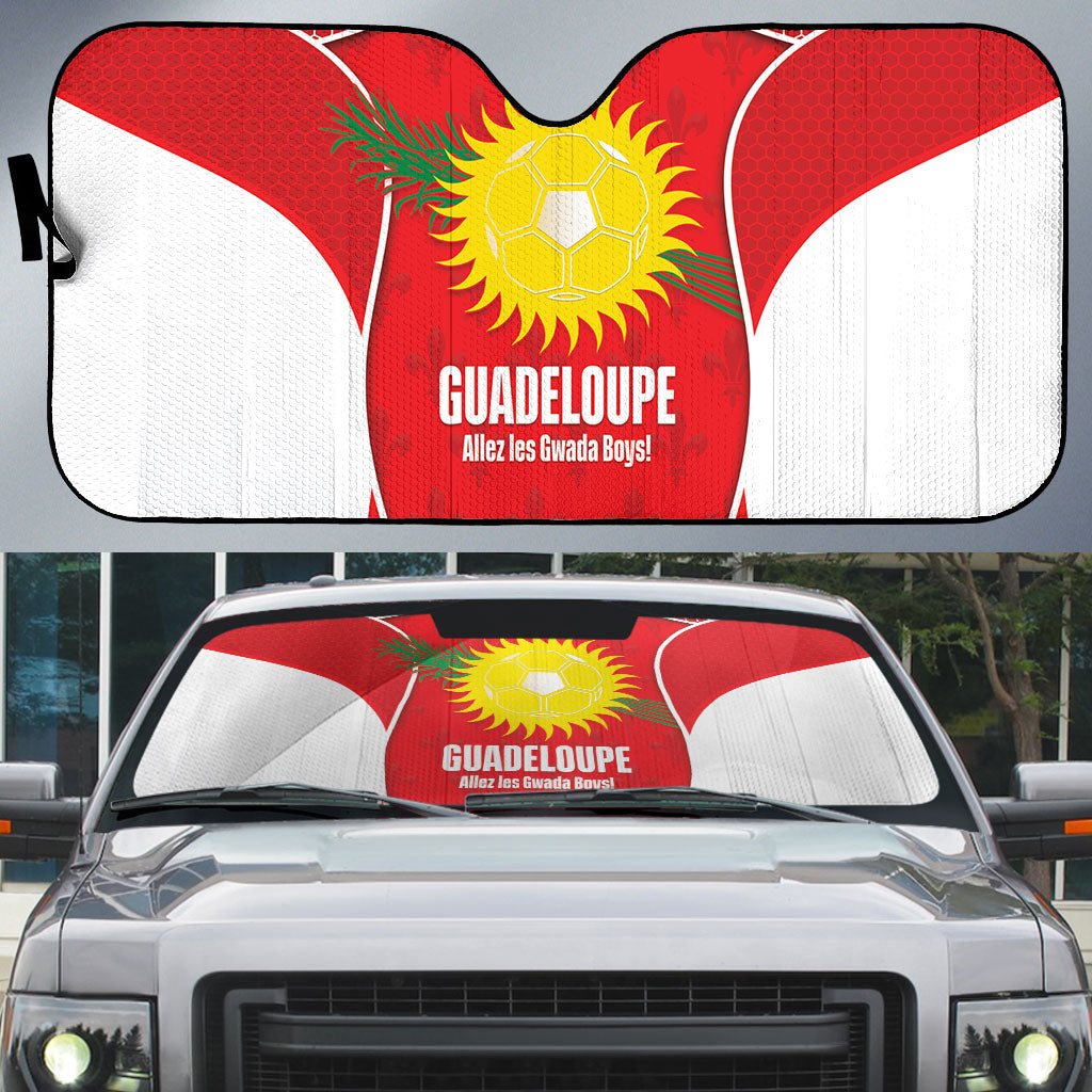 Guadeloupe Football Auto Sun Shade Allez Les Gwada Boys Red Color