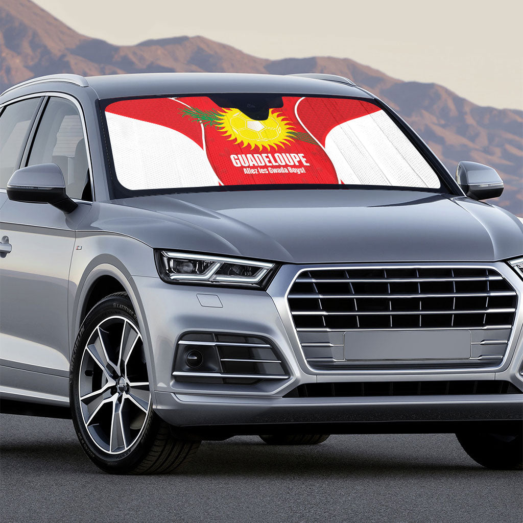 Guadeloupe Football Auto Sun Shade Allez Les Gwada Boys Red Color