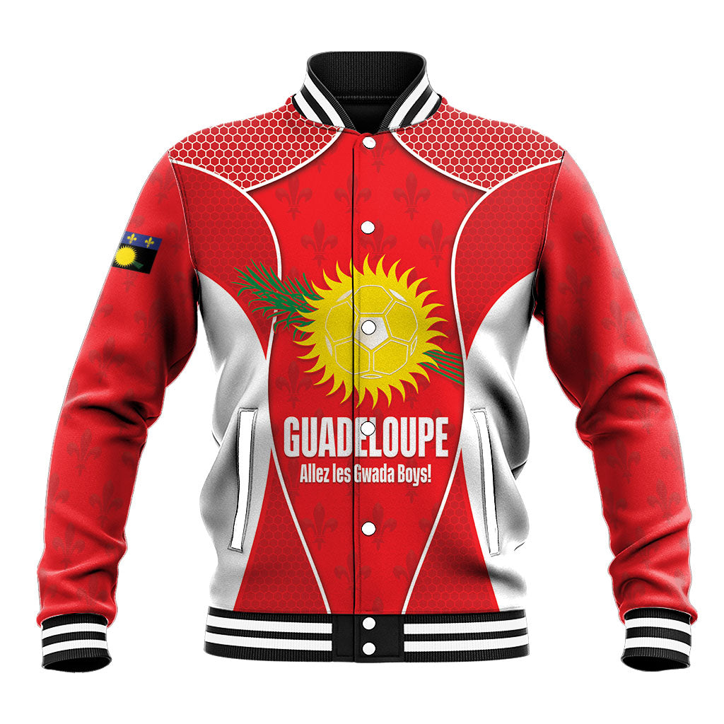 Guadeloupe Football Custom Baseball Jacket Allez Les Gwada Boys Red Color