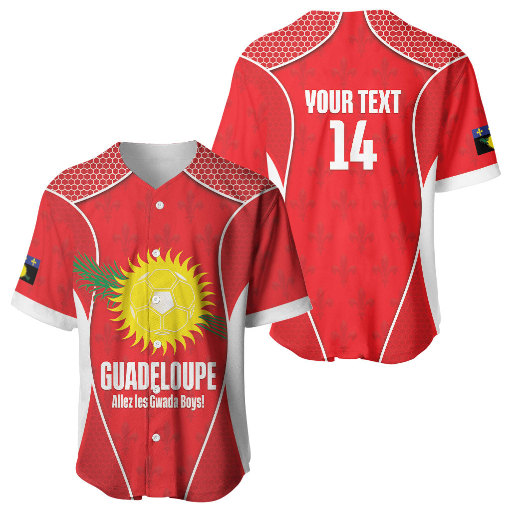 Guadeloupe Football Custom Baseball Jersey Allez Les Gwada Boys Red Color