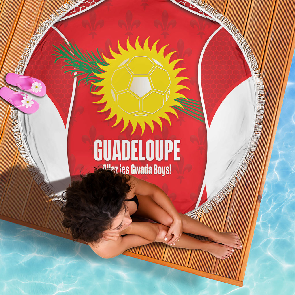 Guadeloupe Football Beach Blanket Allez Les Gwada Boys Red Color