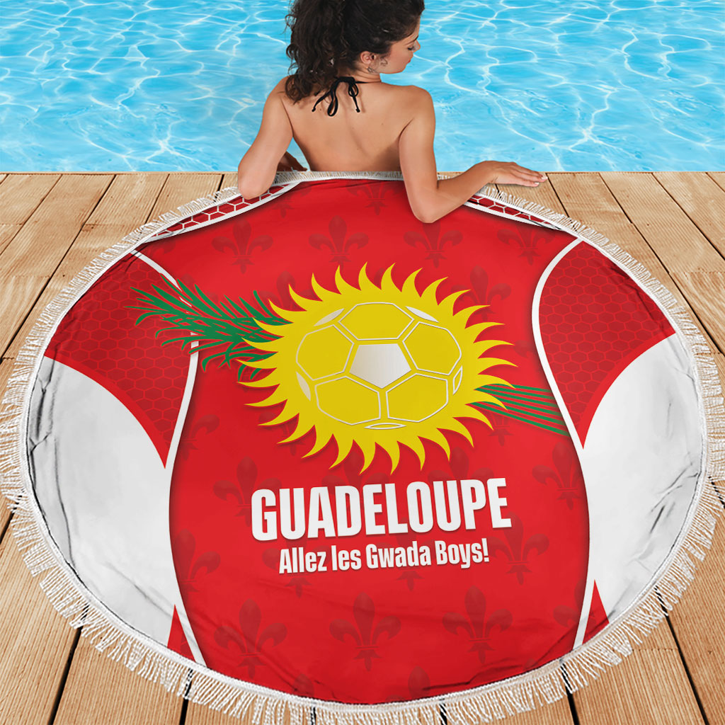 Guadeloupe Football Beach Blanket Allez Les Gwada Boys Red Color
