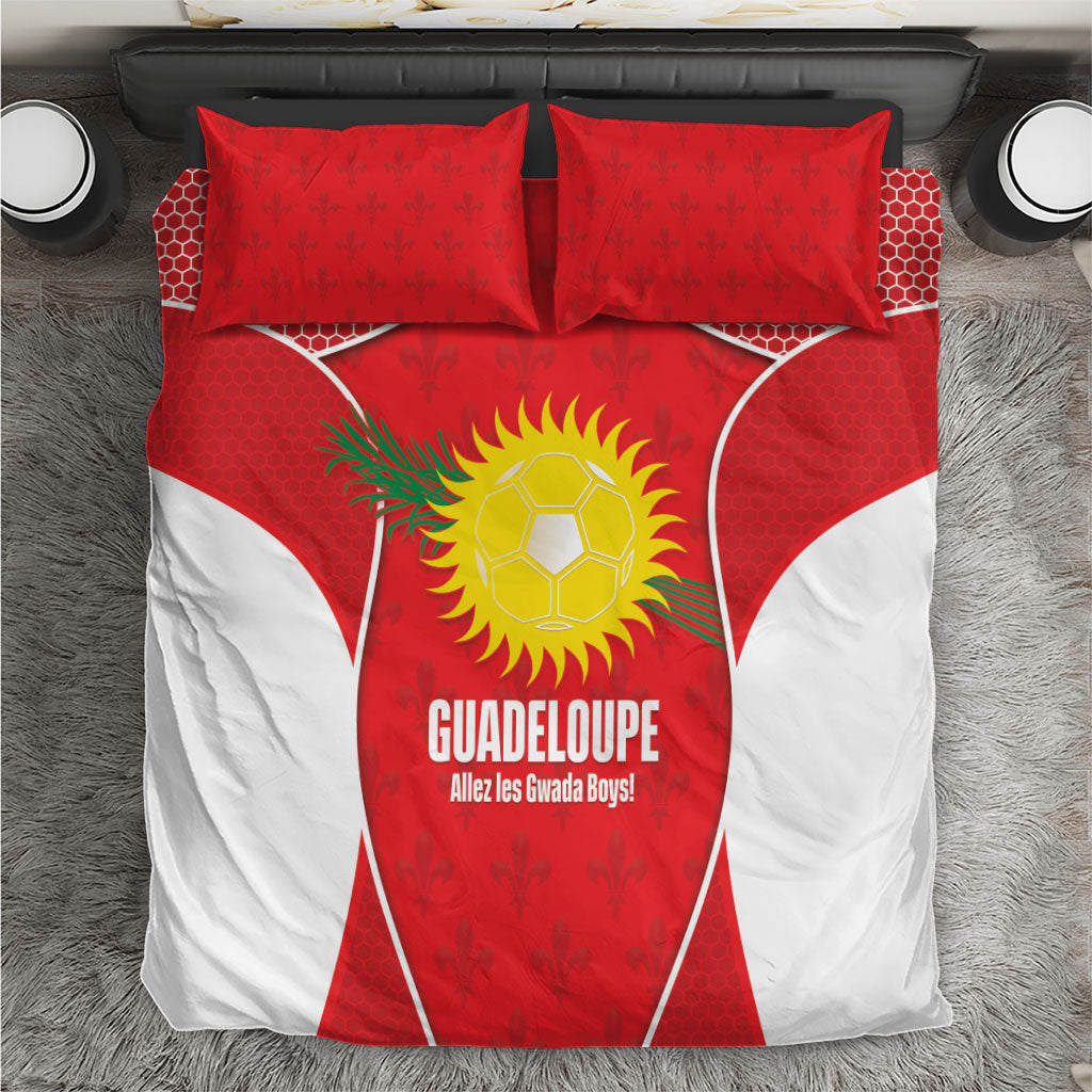 Guadeloupe Football Bedding Set Allez Les Gwada Boys Red Color