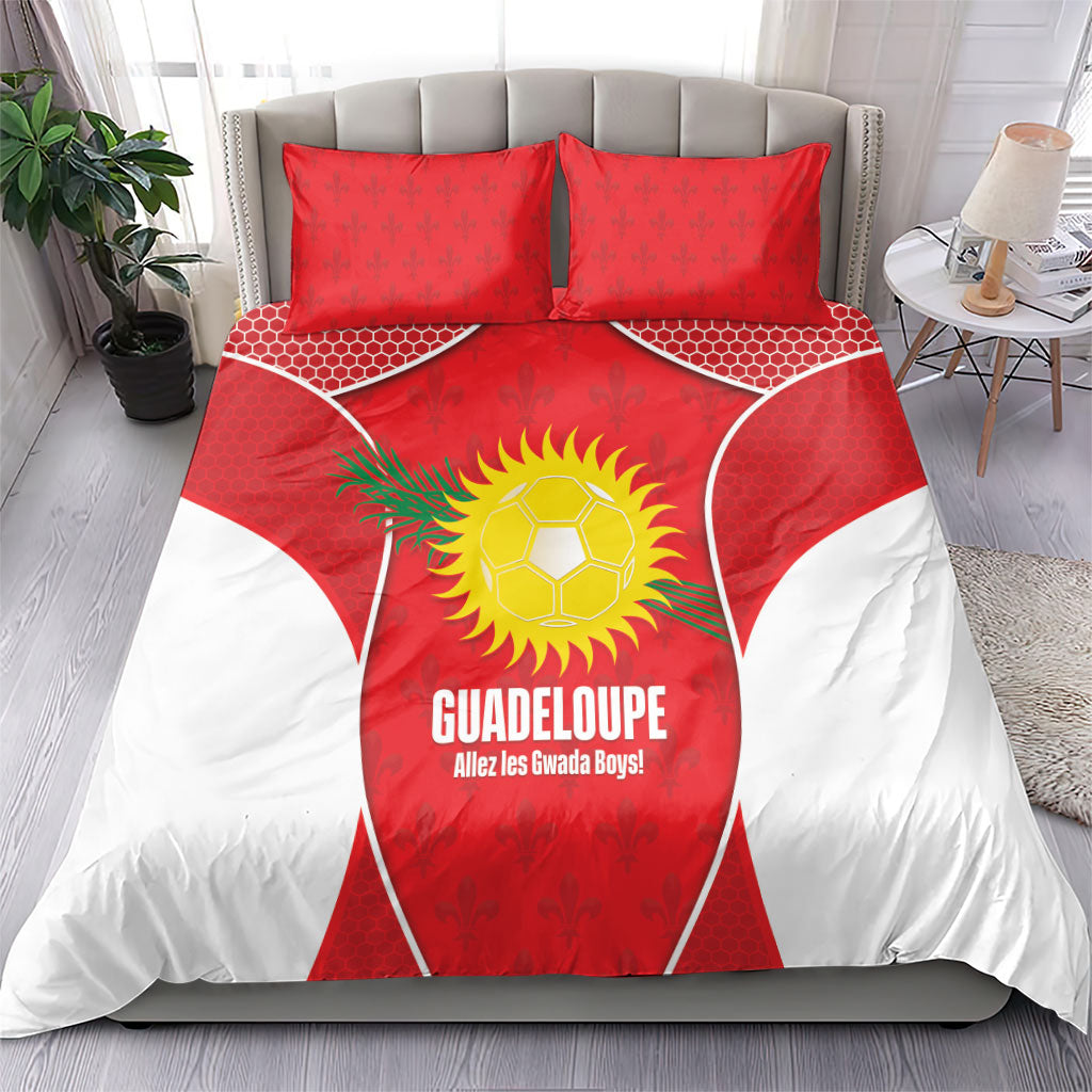 Guadeloupe Football Bedding Set Allez Les Gwada Boys Red Color