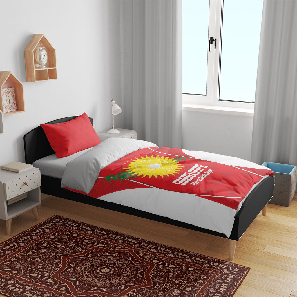 Guadeloupe Football Bedding Set Allez Les Gwada Boys Red Color