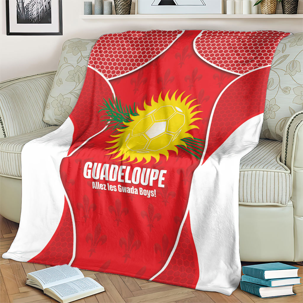Guadeloupe Football Blanket Allez Les Gwada Boys Red Color
