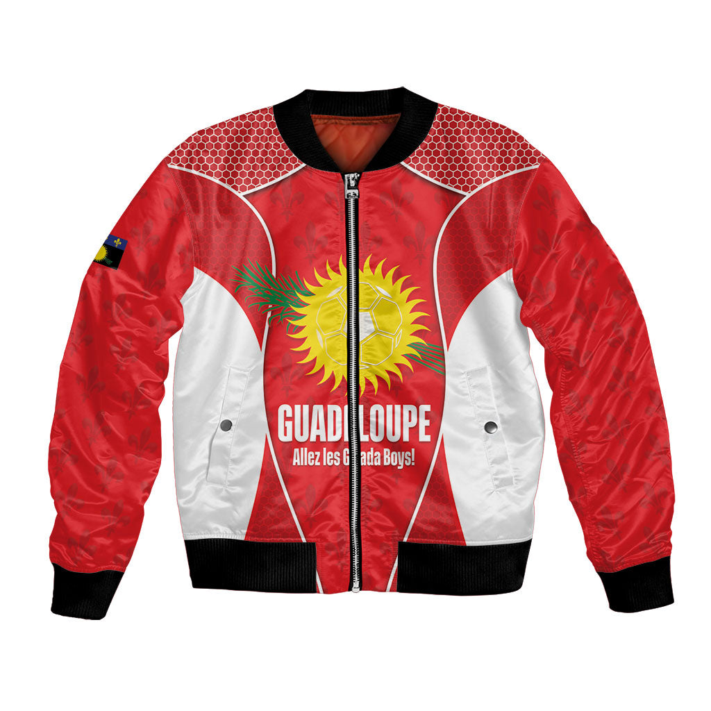 Guadeloupe Football Custom Bomber Jacket Allez Les Gwada Boys Red Color