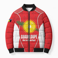 Guadeloupe Football Custom Bomber Puffer Jacket Allez Les Gwada Boys Red Color