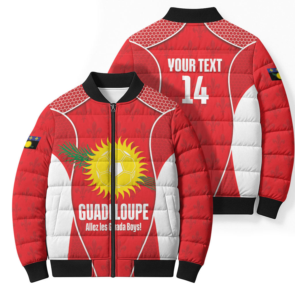 Guadeloupe Football Custom Bomber Puffer Jacket Allez Les Gwada Boys Red Color