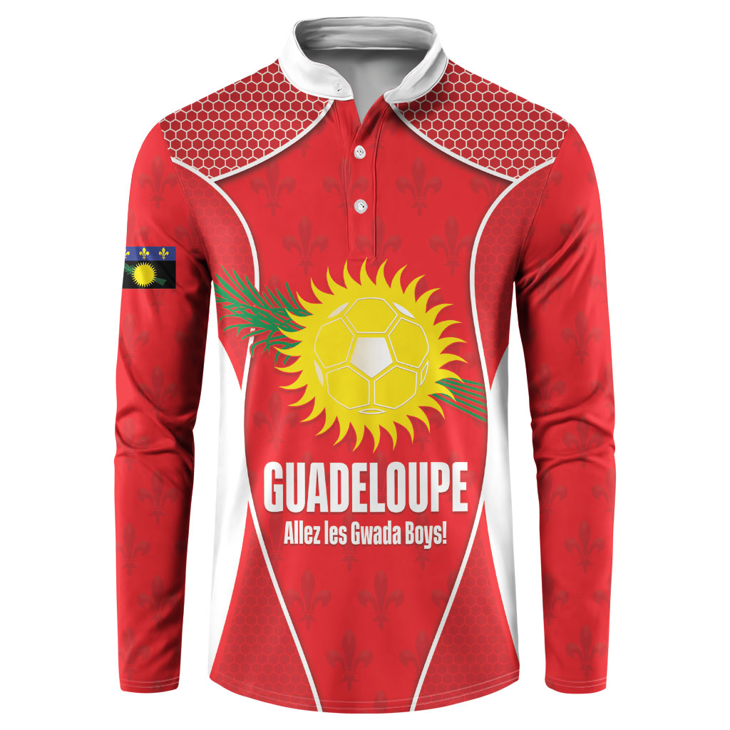 Guadeloupe Football Custom Button Sweatshirt Allez Les Gwada Boys Red Color