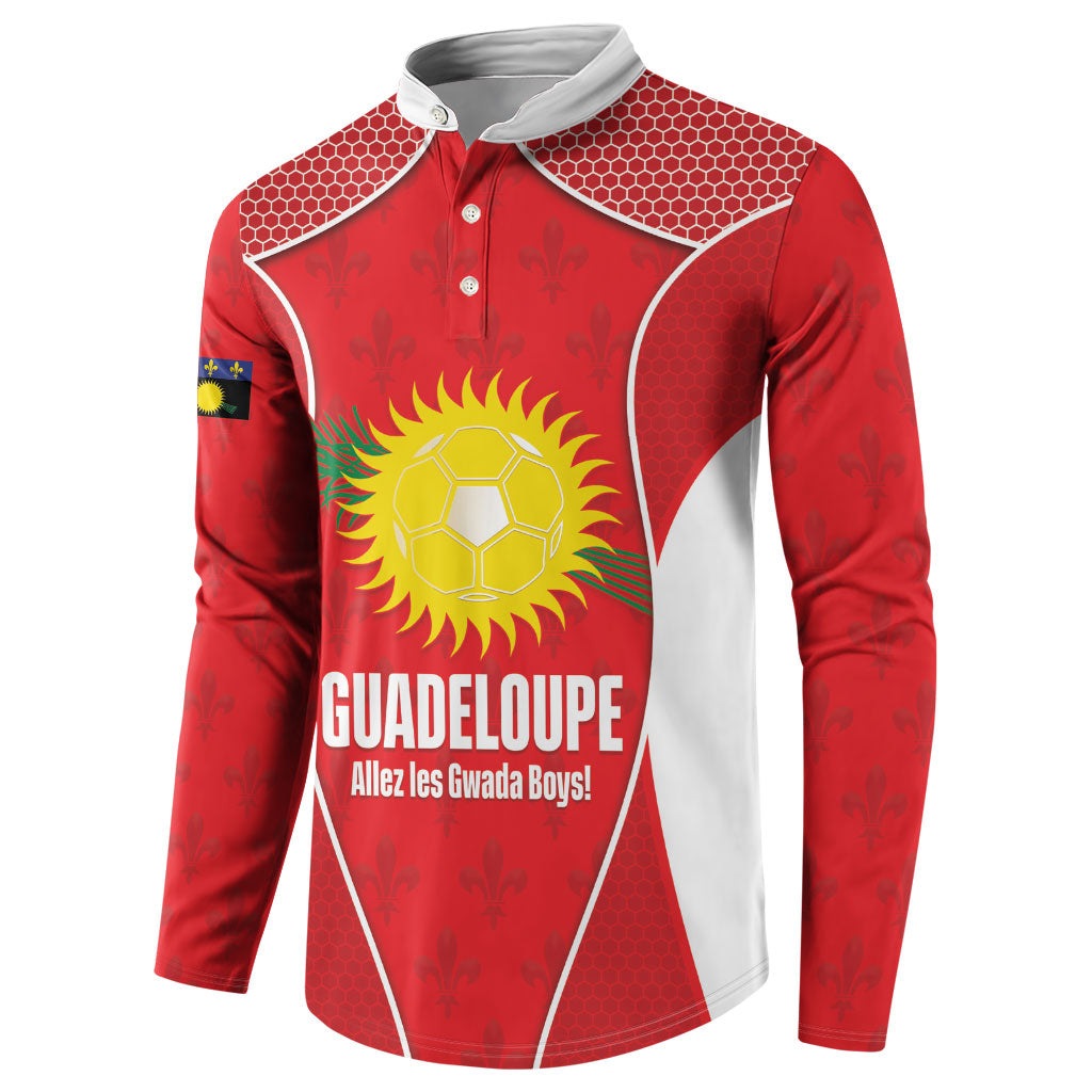 Guadeloupe Football Custom Button Sweatshirt Allez Les Gwada Boys Red Color
