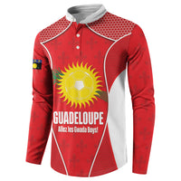 Guadeloupe Football Custom Button Sweatshirt Allez Les Gwada Boys Red Color
