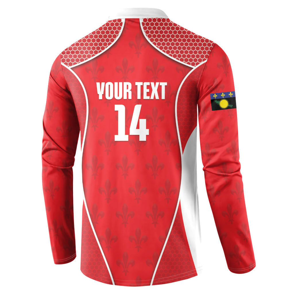 Guadeloupe Football Custom Button Sweatshirt Allez Les Gwada Boys Red Color
