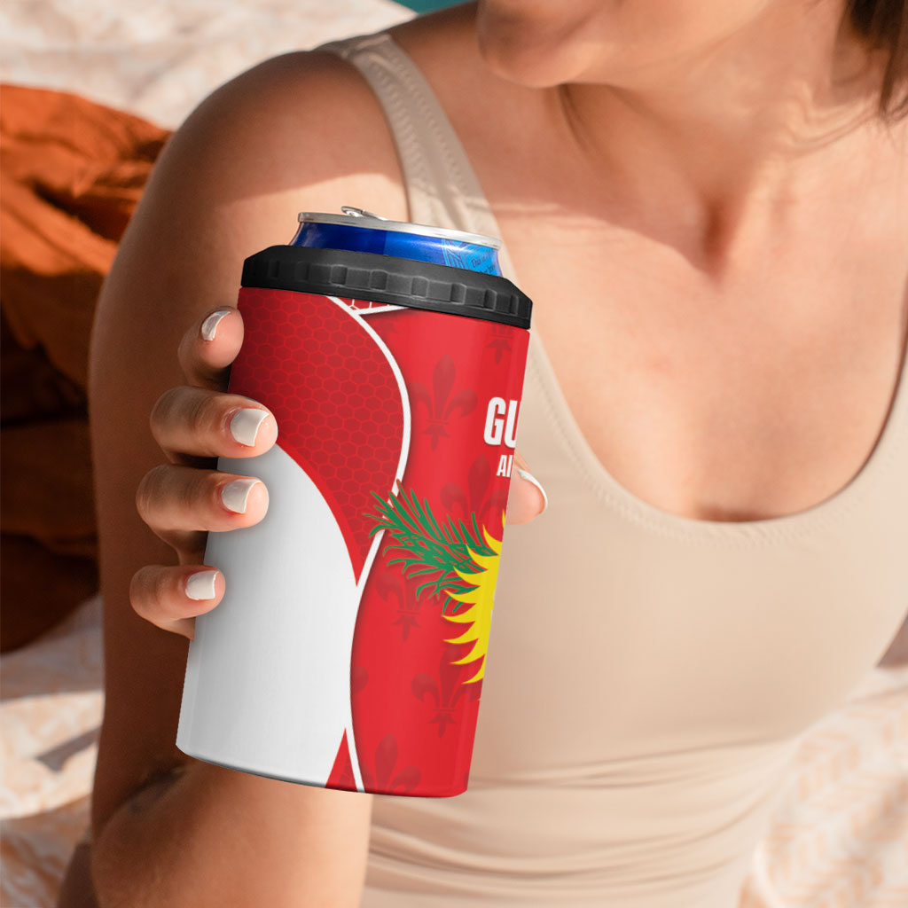 Guadeloupe Football 4 in 1 Can Cooler Tumbler Allez Les Gwada Boys Red Color