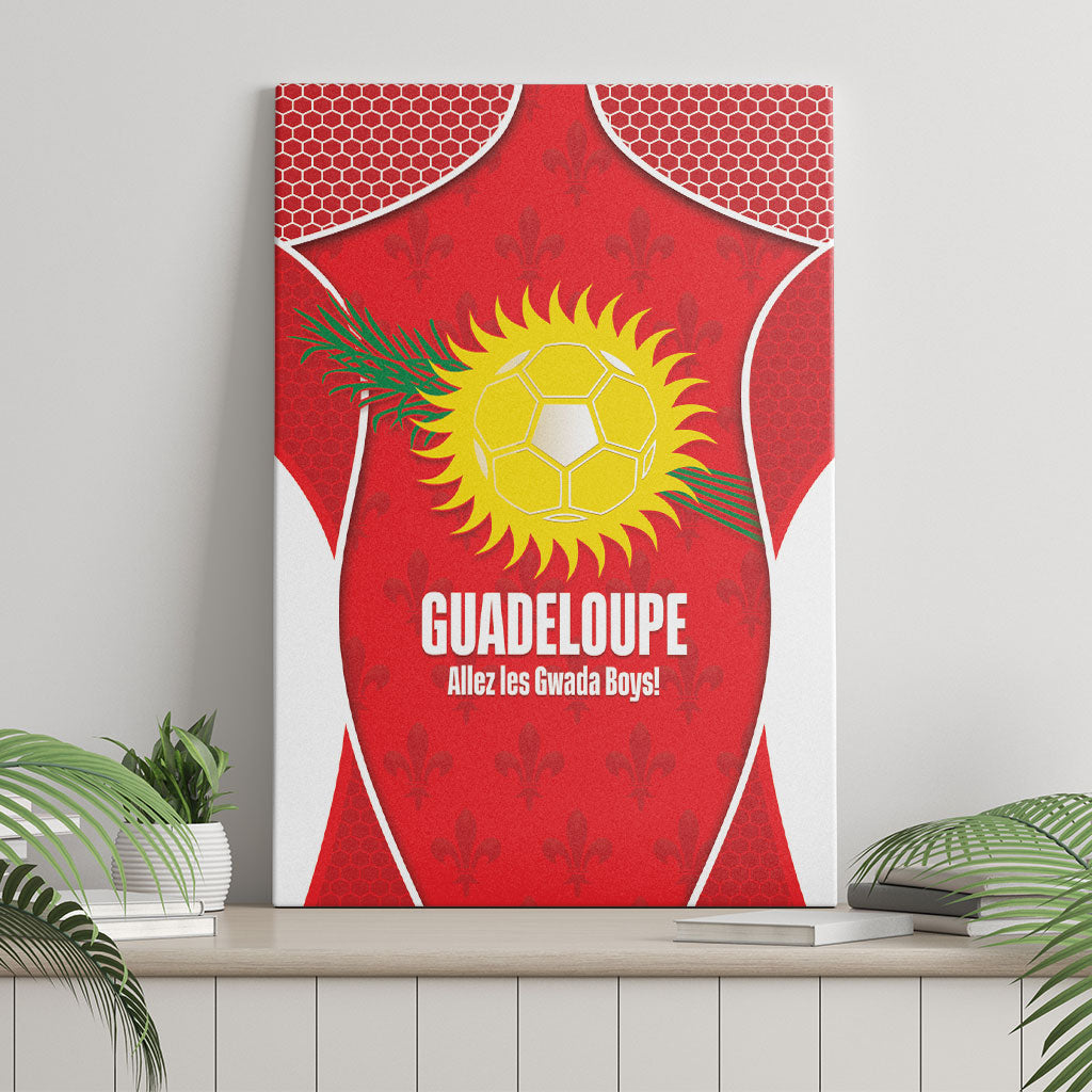 Guadeloupe Football Canvas Wall Art Allez Les Gwada Boys Red Color