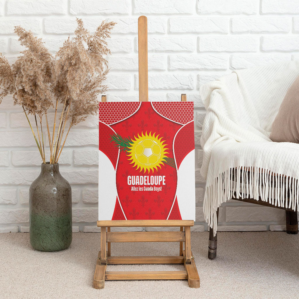 Guadeloupe Football Canvas Wall Art Allez Les Gwada Boys Red Color