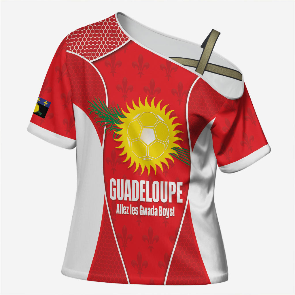 Guadeloupe Football Custom Cross Shoulder Shirt Allez Les Gwada Boys Red Color