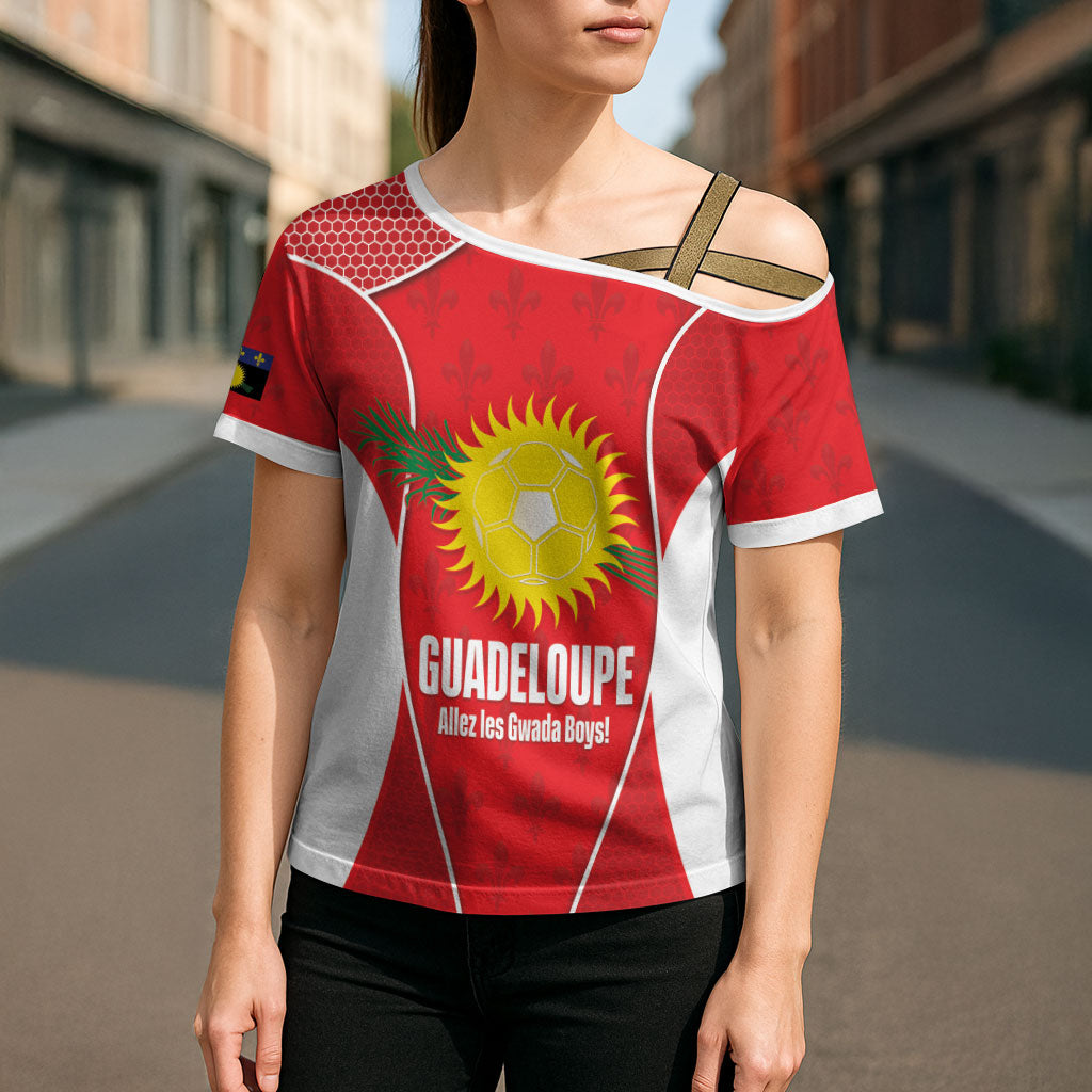 Guadeloupe Football Custom Cross Shoulder Shirt Allez Les Gwada Boys Red Color