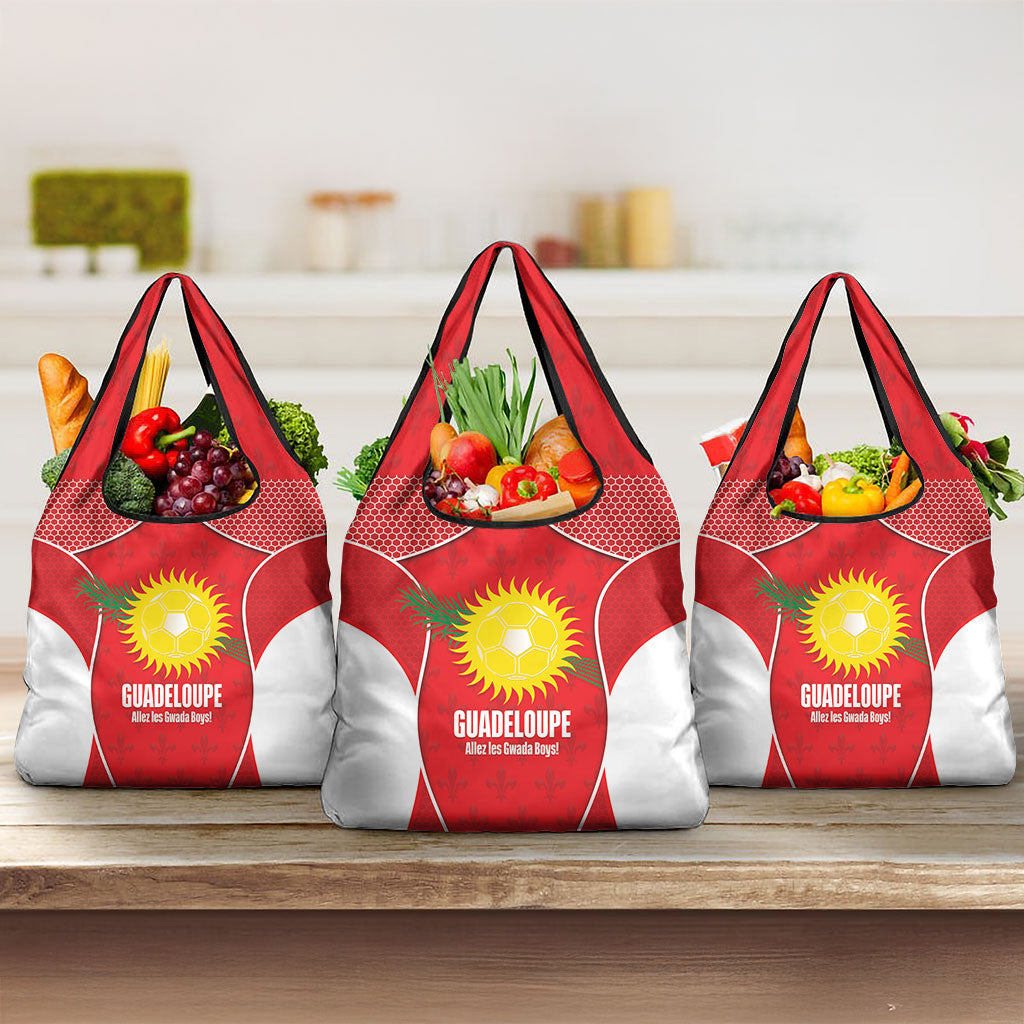 Guadeloupe Football Grocery Bag Allez Les Gwada Boys Red Color
