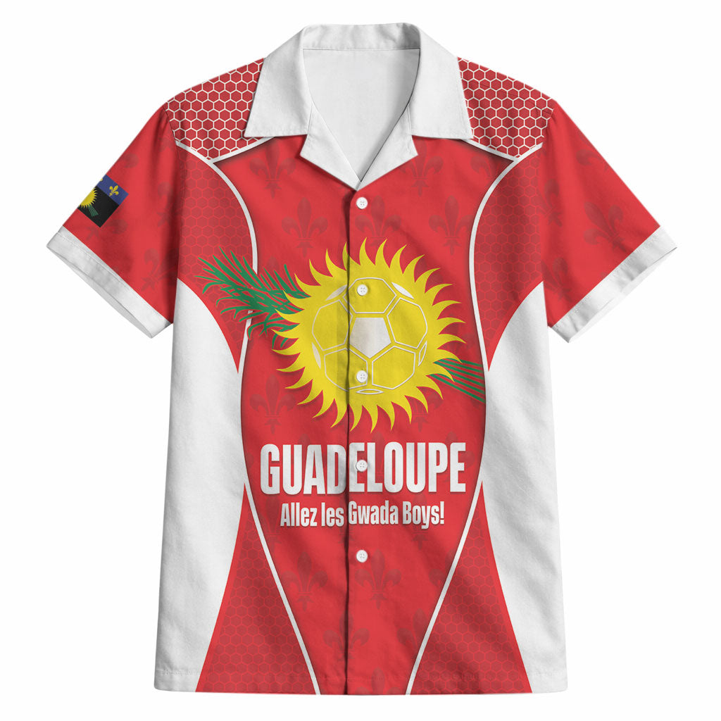 Guadeloupe Football Custom Hawaiian Shirt Allez Les Gwada Boys Red Color