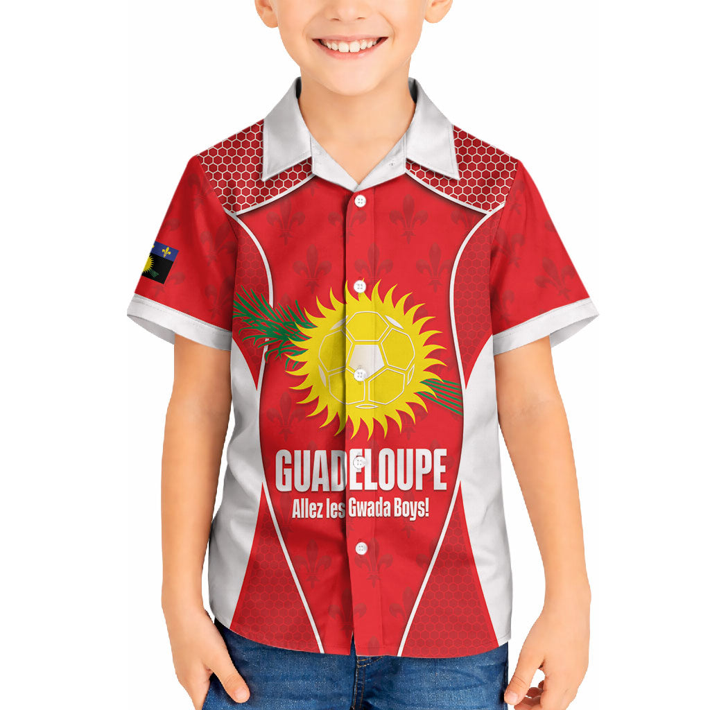 Guadeloupe Football Custom Hawaiian Shirt Allez Les Gwada Boys Red Color