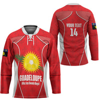 Guadeloupe Football Custom Hockey Jersey Allez Les Gwada Boys Red Color