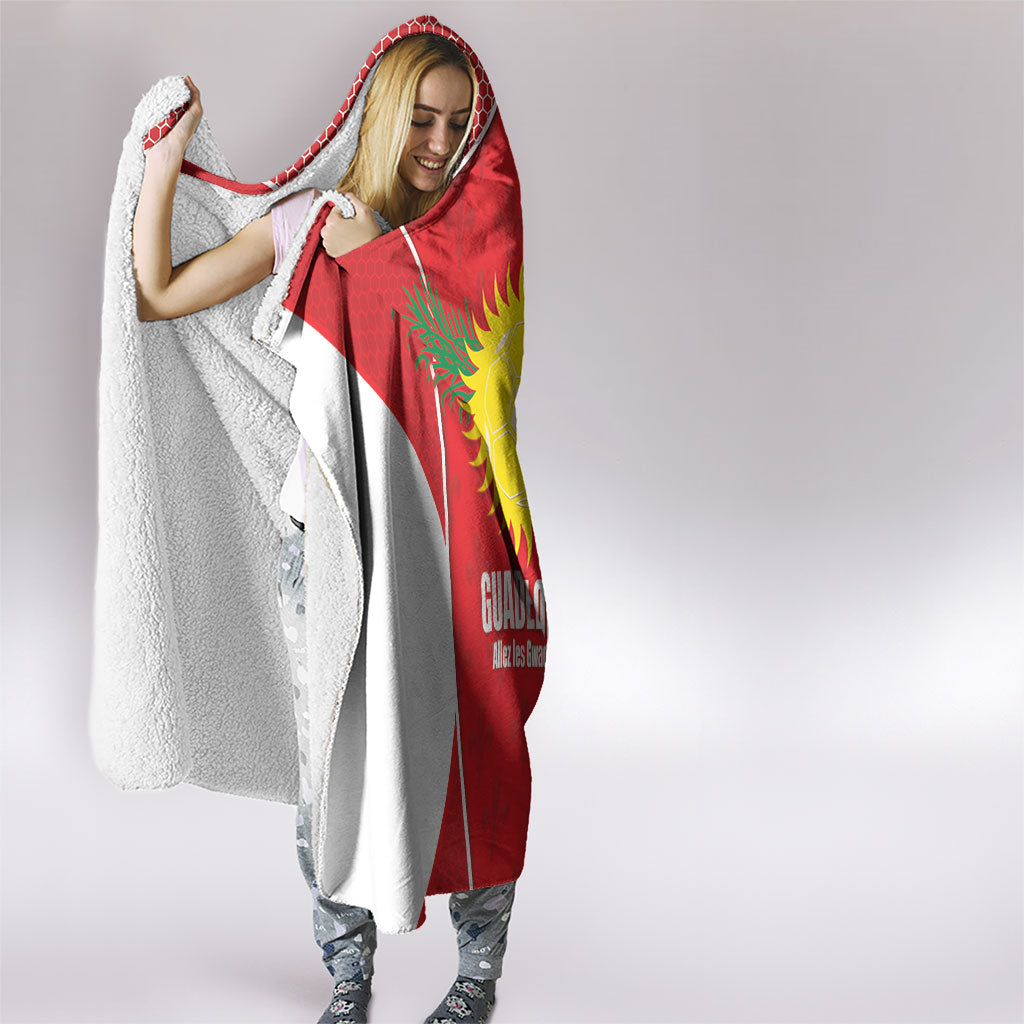 Guadeloupe Football Hooded Blanket Allez Les Gwada Boys Red Color