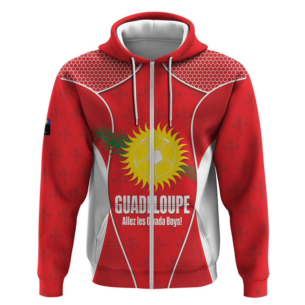 Guadeloupe Football Custom Hoodie Allez Les Gwada Boys Red Color
