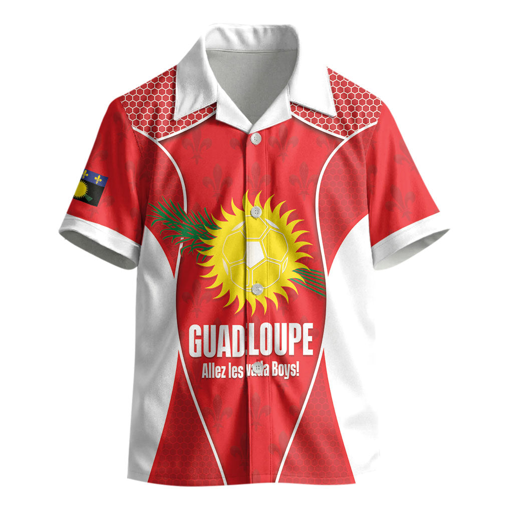 Guadeloupe Football Custom Kid Hawaiian Shirt Allez Les Gwada Boys Red Color