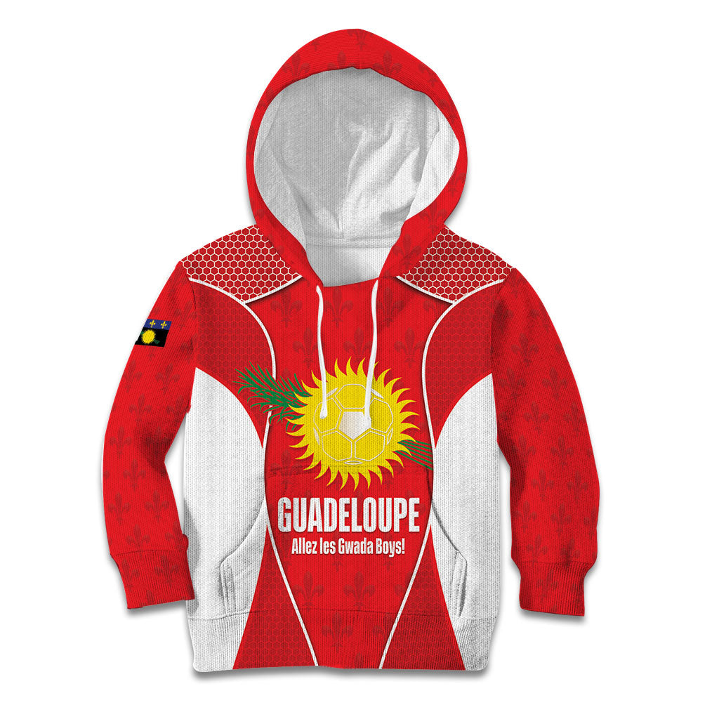 Guadeloupe Football Custom Kid Hoodie Allez Les Gwada Boys Red Color