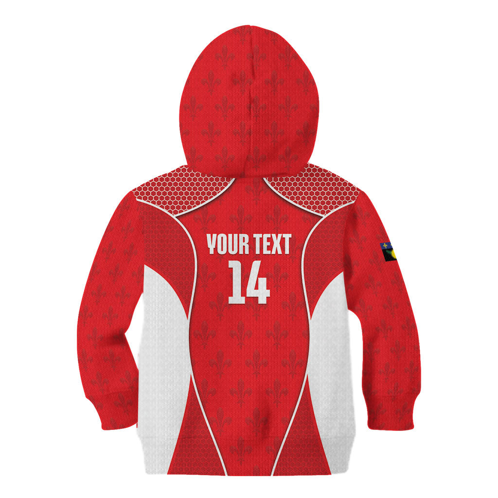 Guadeloupe Football Custom Kid Hoodie Allez Les Gwada Boys Red Color