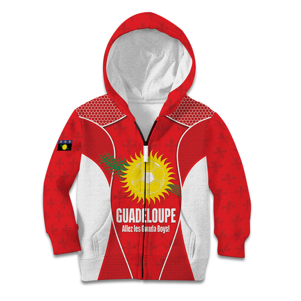 Guadeloupe Football Custom Kid Hoodie Allez Les Gwada Boys Red Color