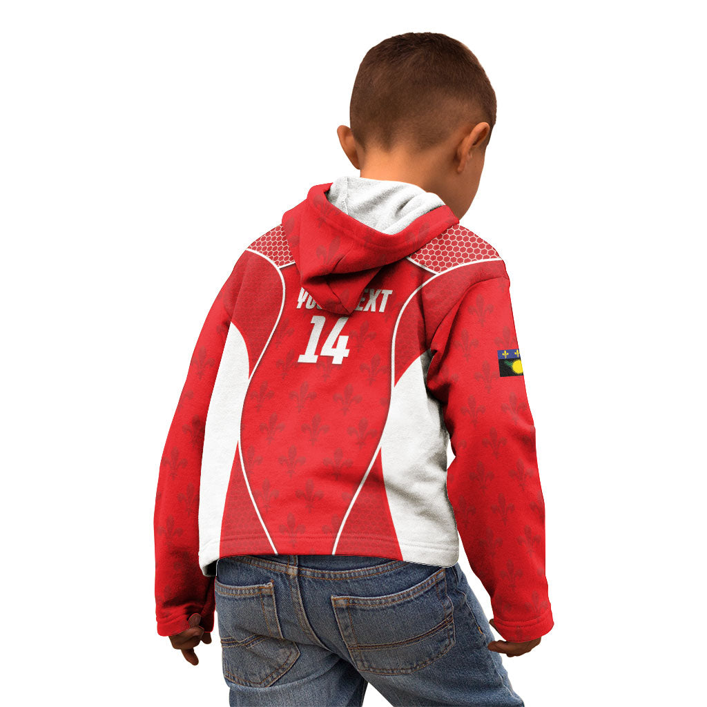 Guadeloupe Football Custom Kid Hoodie Allez Les Gwada Boys Red Color