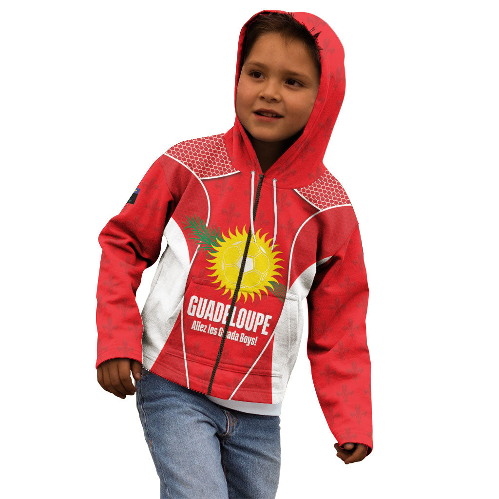Guadeloupe Football Custom Kid Hoodie Allez Les Gwada Boys Red Color