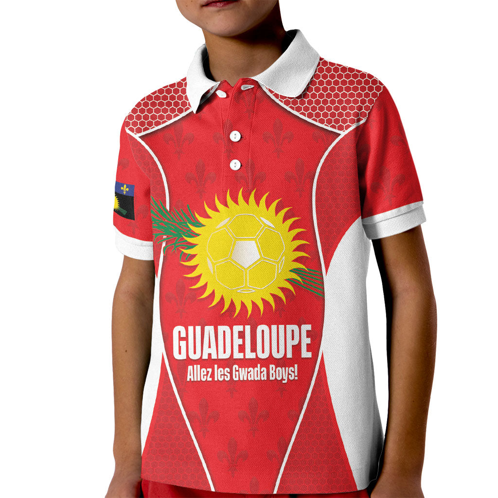Guadeloupe Football Custom Kid Polo Shirt Allez Les Gwada Boys Red Color