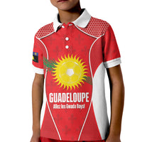 Guadeloupe Football Custom Kid Polo Shirt Allez Les Gwada Boys Red Color