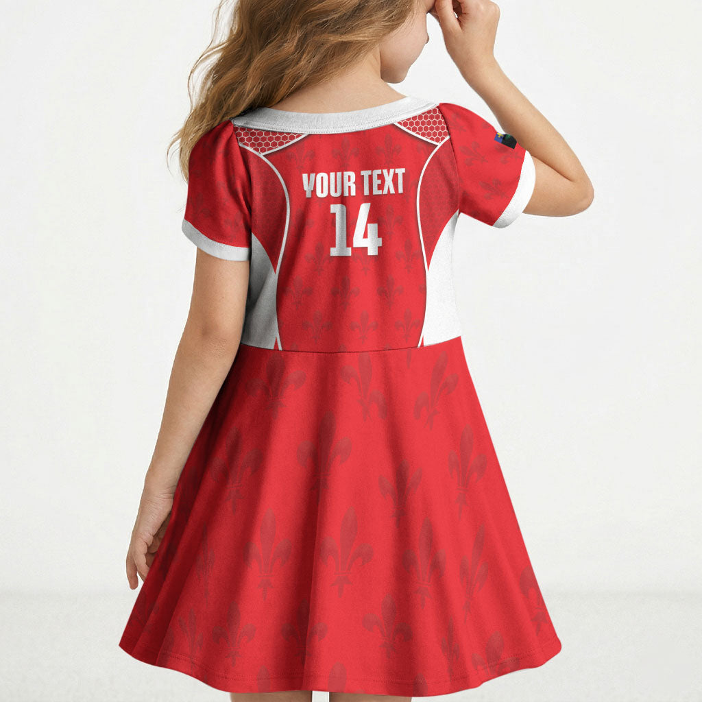 Guadeloupe Football Custom Kid Short Sleeve Dress Allez Les Gwada Boys Red Color