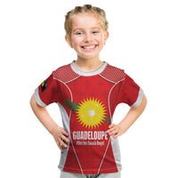Guadeloupe Football Custom Kid T Shirt Allez Les Gwada Boys Red Color