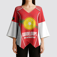 Guadeloupe Football Custom Kimono Sleeve Blouse Allez Les Gwada Boys Red Color