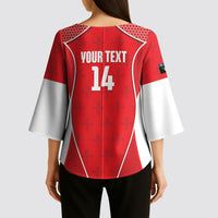 Guadeloupe Football Custom Kimono Sleeve Blouse Allez Les Gwada Boys Red Color