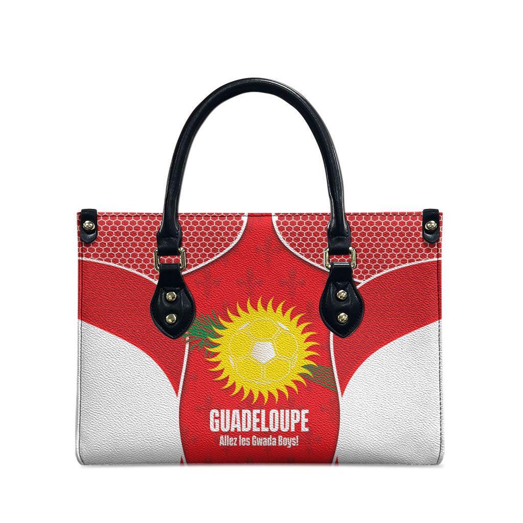 Guadeloupe Football Leather Bag Allez Les Gwada Boys Red Color