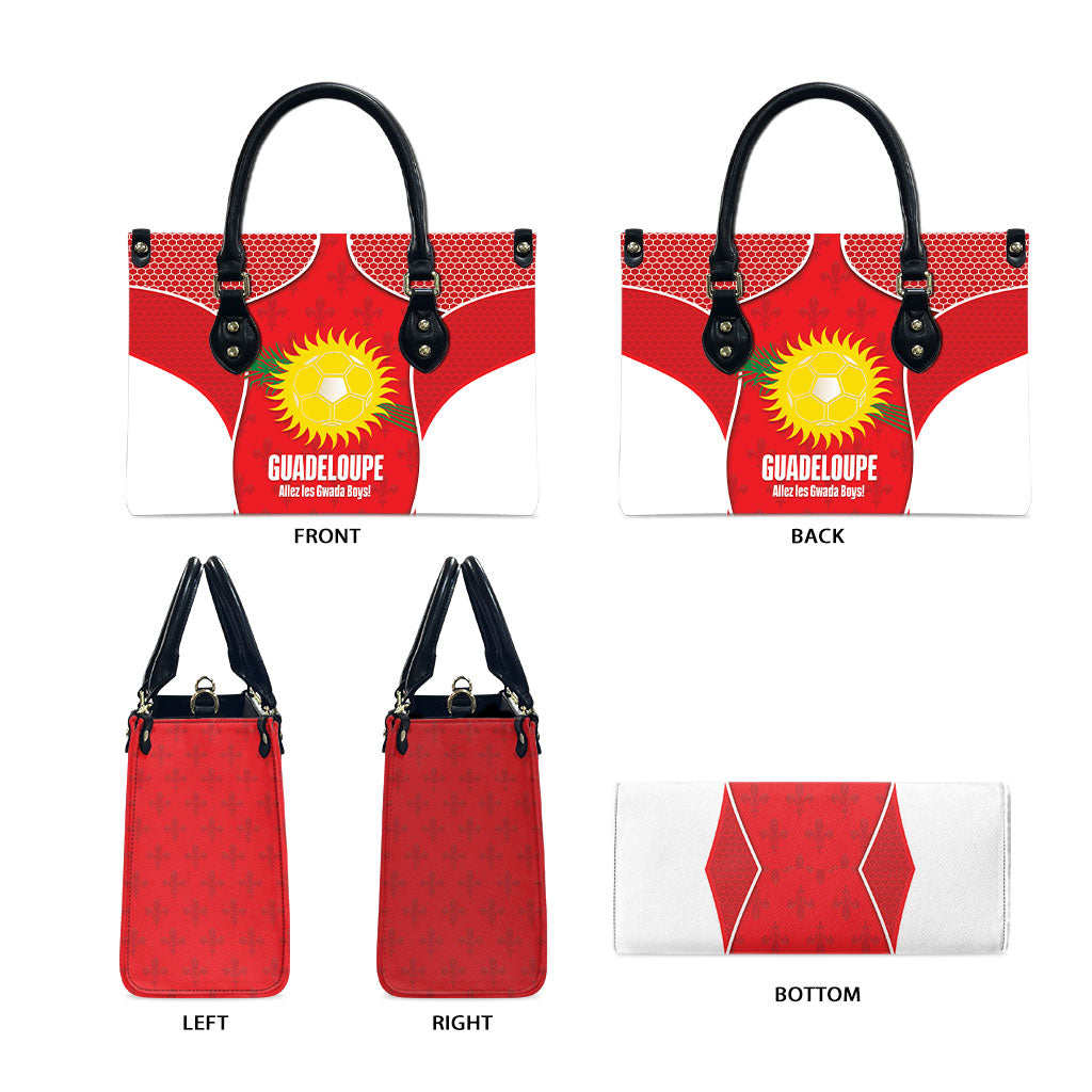 Guadeloupe Football Leather Bag Allez Les Gwada Boys Red Color