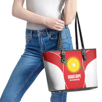 Guadeloupe Football Leather Tote Bag Allez Les Gwada Boys Red Color