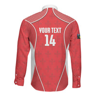 Guadeloupe Football Custom Long Sleeve Button Shirt Allez Les Gwada Boys Red Color