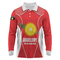 Guadeloupe Football Custom Long Sleeve Polo Shirt Allez Les Gwada Boys Red Color