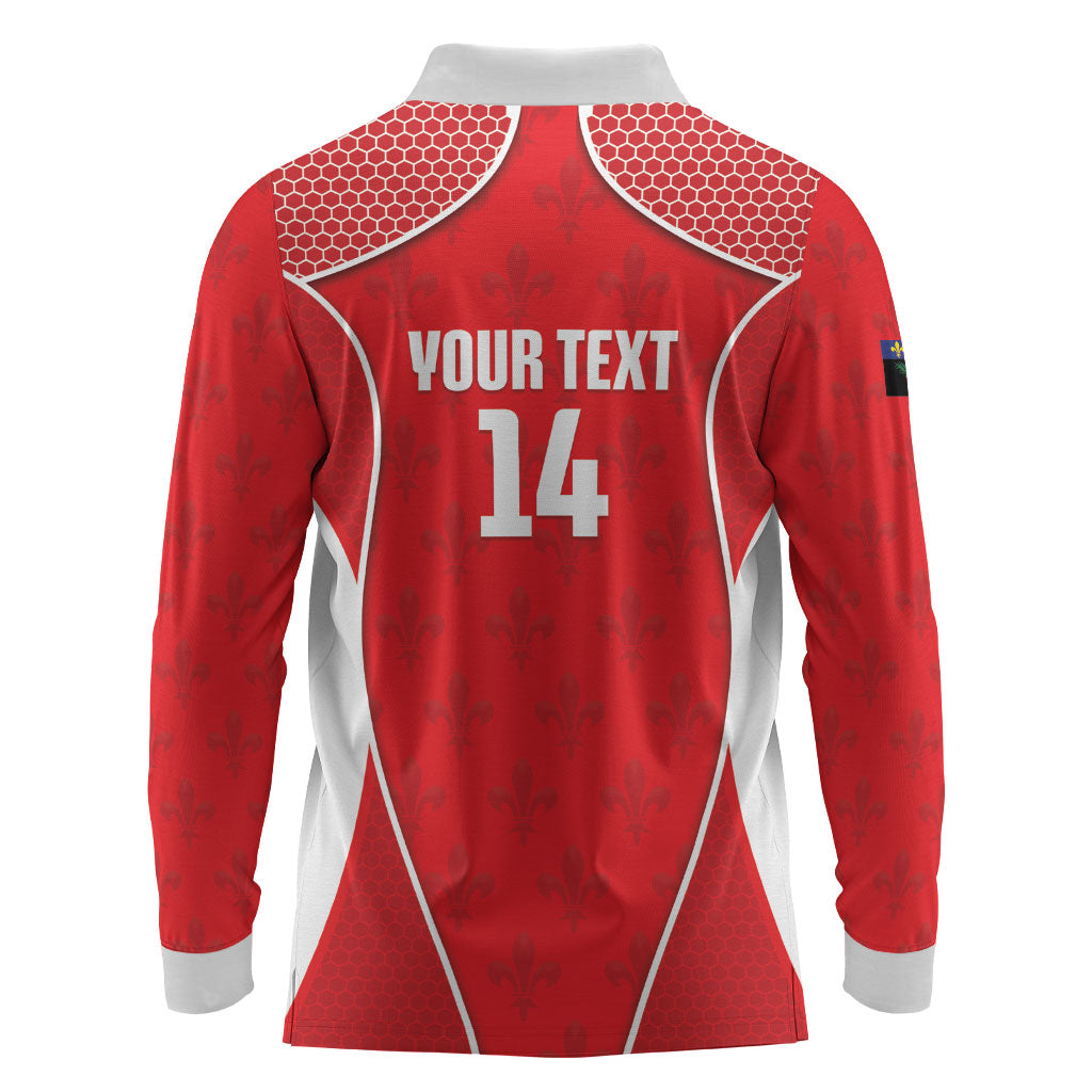Guadeloupe Football Custom Long Sleeve Polo Shirt Allez Les Gwada Boys Red Color