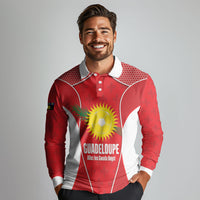 Guadeloupe Football Custom Long Sleeve Polo Shirt Allez Les Gwada Boys Red Color