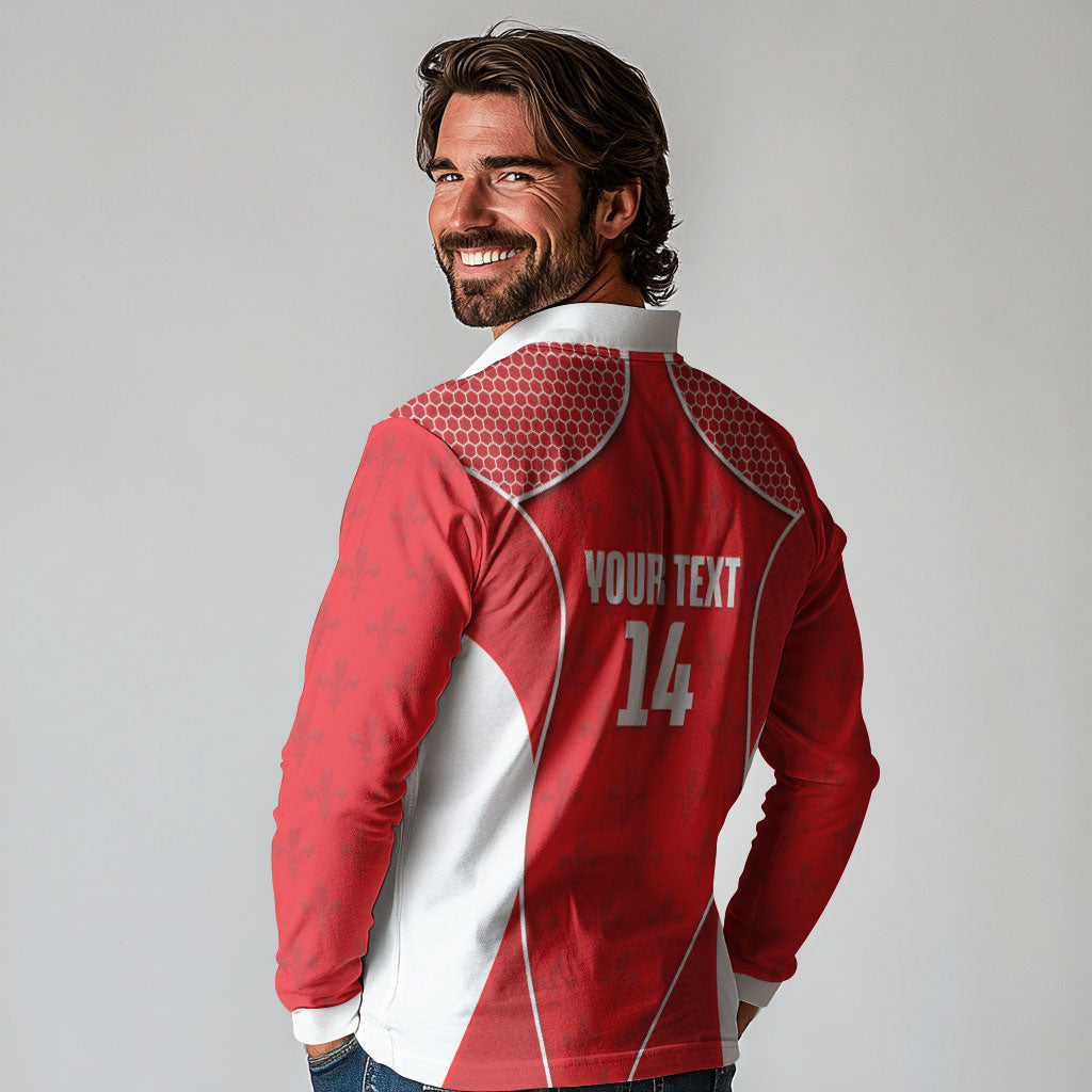 Guadeloupe Football Custom Long Sleeve Polo Shirt Allez Les Gwada Boys Red Color