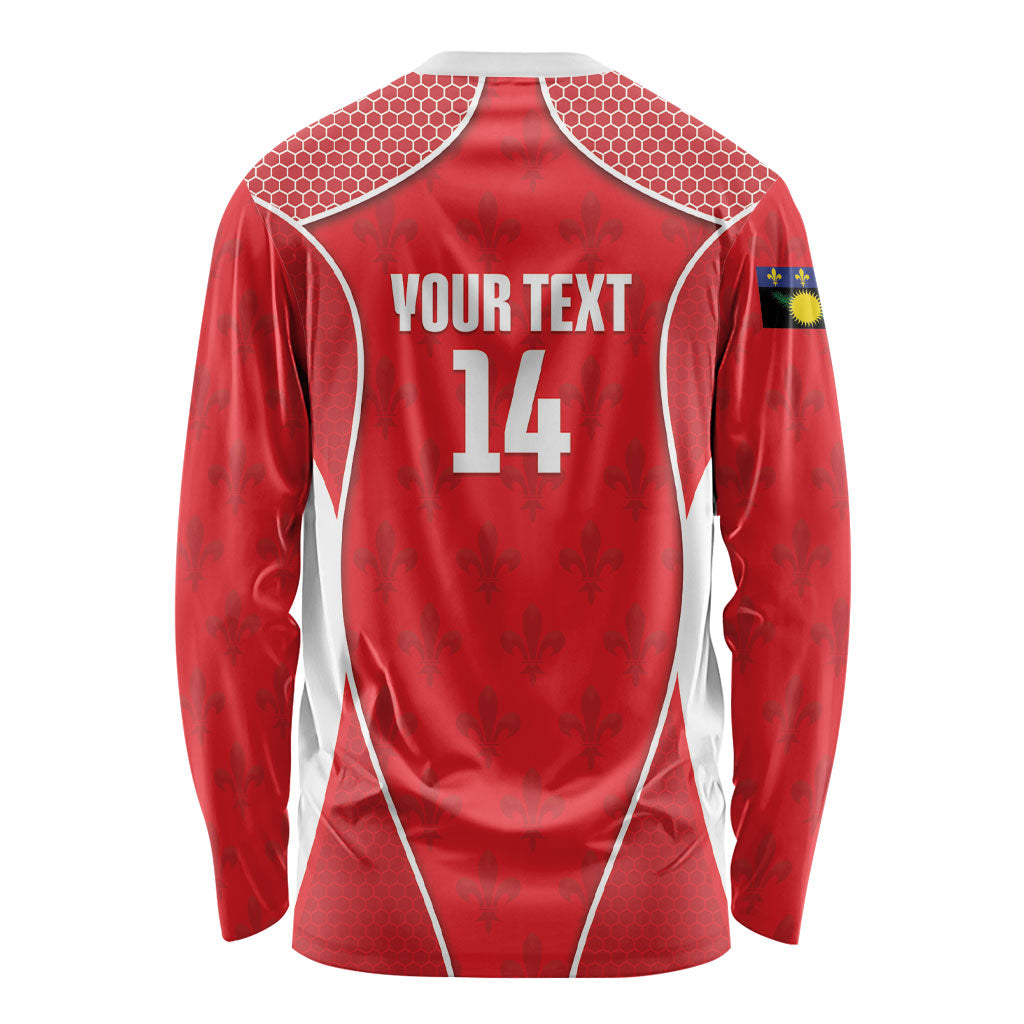 Guadeloupe Football Custom Long Sleeve Shirt Allez Les Gwada Boys Red Color